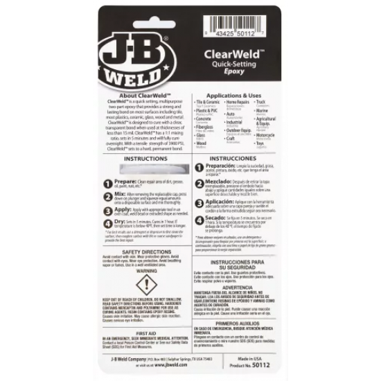 J-B WELD CLEARWELD™ SYRINGE J-B WELD CLEARWELD™ SYRINGE