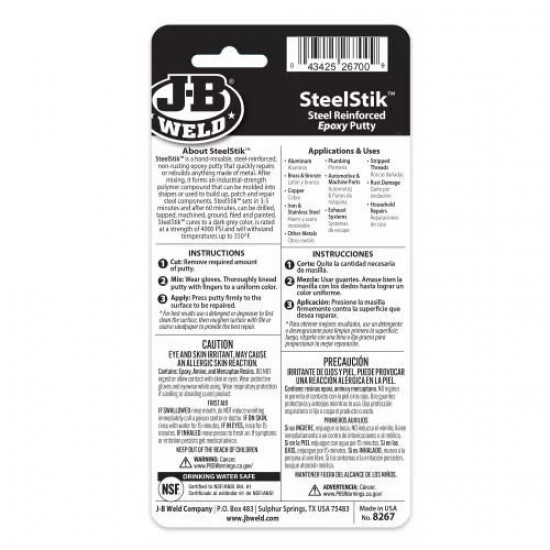 J-B WELD STEELSTIK™ EPOXY PUTTY - 2 OZ J-B WELD STEELSTIK™ EPOXY PUTTY - 2 OZ