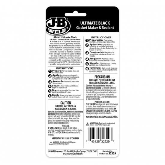 J-B WELD Ultimate Black Gasket Maker & Sealant - Φλατζόκολλα